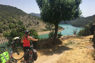 dam near Montanejos and cyclist