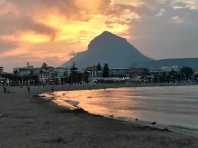 Sunset from Javea with the Montgo mountain in the background
